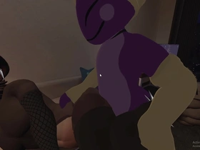 A well-endowed man impregnates his gay friend, a hyena-like individual