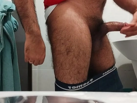 Hairy stud's big Asian cock gets a massive cumshot