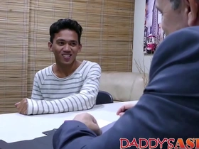 Asian twink enjoys anal play with older partner