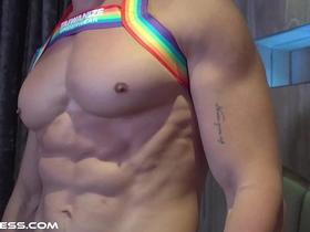 Preparing for a muscular adoration encounter with a fit Asian