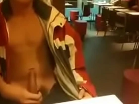 Twink gets a public handjob in the open air